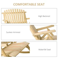 Outsunny Outdoor Wooden Rocking Chair, Double-Person Rustic Adirondack Rocker with Slatted Seat, High Backrest, Armrests for Patio, Garden and Porch, Natural(m-5)