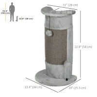 PawHut 23" Cat Scratching Post with Covered Plush, Play Balls, for Indoor Cats, Grey(m-3)