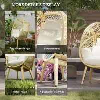 Outsunny PE Rattan Egg Chair, Patio Leisure Chair, Outdoor Furniture w/ Cushion, 34.6" x 33.5" x 56.3", Cream White(m-6)