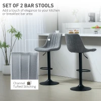 HOMCOM Adjustable Barstools Set of 2, Swivel Bar Stools with Back and Footrest for Kitchen Island Counter, Charcoal Grey(m-4)