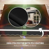 Outsunny 8' x 6.6' Patio Retractable Awning, Manual Exterior Sun Shade Deck Window Cover, Black(m-4)