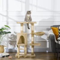 PawHut 37.8” Cat Activity Tree Tower Center Scratching Pet Furniture Brown(m-1)
