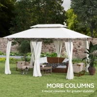 Outsunny 10' x 13' Double Roof Patio Gazebo, Outdoor Gazebo with Curtains, for Garden, Lawn, Backyard and Deck, Cream White(m-5)