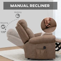 HOMCOM Manual Recliner Chair with Vibration Massage, Side Pockets, Microfibre Reclining Chair for Living Room, Brown(m-5)