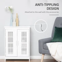 kleankin Modern Bathroom Floor Cabinet, Free Standing Linen Cabinet, Storage Cupboard with 3 Tier Shelves, White(m-7)