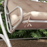 Outsunny 2 Seater Garden Bench Cushion, Soft Thick Outdoor Non-Slip 2 Seater Soft Pad With Backrest for Garden Patio, 47" x 43" x 5", Khaki(m-9)