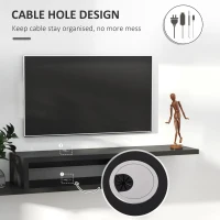HOMCOM Floating TV Stand for TVs up to 60", Wall Mounted Media Console with 2-Tier Shelf, Entertainment Center Unit for Living Room Bedroom, Black(m-4)