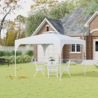 Outsunny 10'x10' Pop Up Canopy, Easy Set Up Party Tent with 2 Tier Vented Roof and Carrying Bag for Outdoor, Garden, Camping, White(m-8)