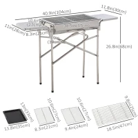 Outsunny Portable Outdoor Charcoal BBQ Grill Kebab Barbecue Charcoal Stainless Steel Smoker Camping Cooking(m-3)
