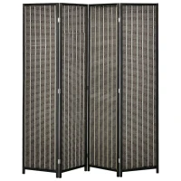 HOMCOM 4 Panel Room Divider, 6 Ft Tall Indoor Portable Folding Privacy Screens, Bamboo Hand-Woven Freestanding Partition Wall Divider for Home Office, Brown(m-2)