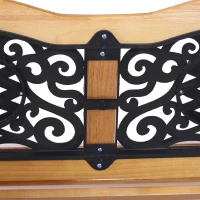 Outsunny 50" Outdoor Garden Bench, Park Patio Bench Loveseat, Wood & Metal Frame with Plastic Flourish Backrest, Natural Wood(m-7)