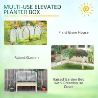 Outsunny Raised Garden Bed with PE Greenhouse Cover Outdoor Elevated Wood Planter Box for Herbs and Vegetables, Use for Patio, Backyard, Balcony, 48 x 22 x 46 inch, Natural(m-6)