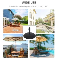 Outsunny 55 lbs Cement Round Umbrella Base Holder 20" Heavy Duty Parasol Stand for Patio, Outdoor, Backyard, Black(m-5)