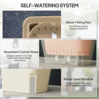 Outsunny 6 Pack Self Watering Flower Pots, 10.5 Inch Planter Box with Water Level Indicator for Vegetables, Succulents Plants(m-5)