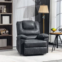 HOMCOM PU Leather Reclining Chair, Manual Recliner Chair for Living Room with Footrest, 2 Side Pockets, Steel Frame, Black(m-8)