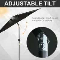 Outsunny 8.5' Round Aluminum Patio Umbrella Garden Parasol Market Sunshade Tilt Canopy w/ 6 Ribs, Crank Handle, Black(m-5)