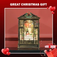 HOMCOM Musical Snow Globe with Lights, Christmas Snow Globe Lantern with Swirling Glitter for Holiday Party Gift, Bronze(m-5)