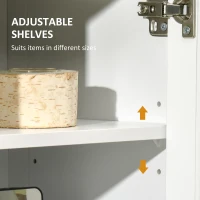 HOMCOM Modern Sideboard, Glass Door Buffet Cabinet with Storage Drawers and Adjustable Shelves, Console Table for Living Room, Kitchen, Entryway, White(m-6)