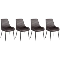 HOMCOM Upholstered Kitchen Chairs, Modern Dining Chairs Set of 4 with Diamond Tufting and Steel Legs for Dining Room, Brown(m-2)