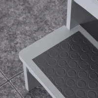 Qaba 2 Step Stool Kids Kitchen Helper with Support Handles and Non-Slip Pad for Kitchen, Living room and Bathroom, Grey(m-9)