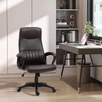 Vinsetto High Back Office Chair Swivel Executive PVC Leather Ergonomic Chair, Adjustable Height, Brown(m-1)