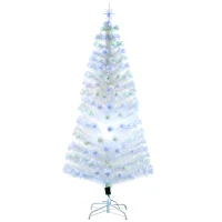 HOMCOM 6FT Artificial Tree Multi-Colored Pre-Lit Home Christmas Decoration  White(m-2)