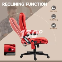 HOMCOM Massage Office Chair, Heated Reclining Computer Chair with 6 Vibration Points, Armrest and Remote, Red(m-6)