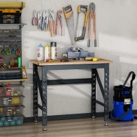 HOMCOM 45" Work Bench with Adjustable Footpads and Large Solid Wood Tabletop Tool Table for Garage, Weight Capacity 1100 lbs(m-10)