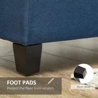 HOMCOM Rectangular Entry Bench, Tufted Upholstered Linen Fabric Wood Feet Storage Ottoman Bench, Blue(m-7)