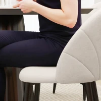 HOMCOM Modern Dining Chairs Set of 4, Upholstered Dining Room Chairs with Metal Legs, Shell Backrest, Padded Seat, Cream White(m-9)