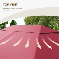 Outsunny 10' x 13' Gazebo Replacement Canopy Cover, Gazebo Roof Replacement (TOP COVER ONLY), Wine Red(m-5)