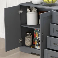 HOMCOM Modern Kitchen Storage Cabinet, Sideboard Buffet Cabinet with Drawers and Beadboard Door, Grey(m-9)
