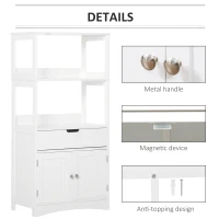 kleankin Bathroom Floor Cabinet, Free Standing Kitchen Cupboard with Shelves, Drawer and Doors, Storage Organizer for Living Room, White(m-7)