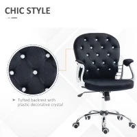Vinsetto Button Tufted Desk Chair, Home Office Chair with Padded Armrests, Adjustable Height and Swivel Wheels, Black(m-7)