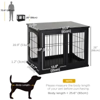 PawHut 26" Wooden Dog Cage with Double Door Entrance & Simple Modern Design, Black(m-3)