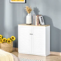 HOMCOM Storage Cabinet Kitchen Sideboard with Louvered Doors, Freestanding Bathroom Cabinet, White(m-8)