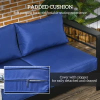 Outsunny Patio Furniture with Cushions, Aluminum Outdoor Sofa with Wide Armrests, Navy Blue(m-5)