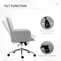 Vinsetto Velvet Home Office Chair, Tufted Height Adjustable Computer Desk Chair with Swivel Wheels and Padded Armrests, Light Gray(m-5)