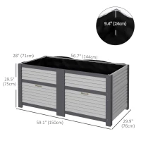 Outsunny Wooden Elevated Planter Box with Storage, 59" x 30" x 29.5" Raised Garden Bed for Vegetables, Flowers, Herbs, Grey(m-3)