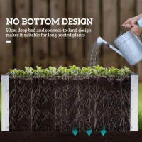 Outsunny 3' x 2' x 2' Raised Garden Bed, Wood Plastic Planter Box for Flowers, Vegetable, Herb, Grey(m-6)