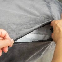 PawHut Pet Bed, Soft Velvet Lounge Sleeper, Machine Washable Cushion, Soft Padding, Zippered Cover, Portable, for Medium Dogs, Dark Grey(m-9)