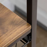 HOMCOM Industrial Multifunctional Kitchen Bakers Rack, Microwave Stand, Coffee Bar Station with Storage Shelves, Wire Basket, 5 Hanging Hooks, Walnut(m-10)