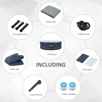 Outsunny 4-6 Person Inflatable Portable Hot Tub Outdoor Round Heated Spa with 108 Jets, Cover, Filter Cartridges, Dark Blue(m-9)