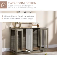 PawHut Furniture Style Dog Crate with Removable Divider, Dog Crate Side End Table Indoor with Double Doors, for Small to Large Dogs, 47" x 23.5" x 35", Dark Walnut(m-5)