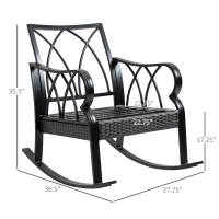 Outsunny 2 Piece Outdoor Wicker Rocking Chairs Rattan Porch Rockers with Cushions, Aluminum Frame for Garden, Patio, Gray(m-3)