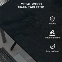 Outsunny Rectangle Patio Dining Table for 6 People with Steel Legs, Metal Tabletop for Garden, Backyard, Lawn, Balcony, Black(m-4)