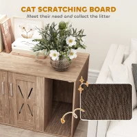 PawHut Cat Litter Box Enclosure with Scratching Board, Cat Washroom End Side Table, 31.5" x 19" x 20", Walnut Brown(m-6)