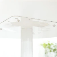 HOMCOM Modern Kitchen Table for 2, Round Dining Table with Steel Base for Living Room, Dining Room, White(m-10)