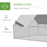 PawHut Large Chicken Coop Metal Chicken Run for Chickens with Waterproof and Anti-UV Cover, Flat Shaped Walk in Fence Cage Hen House for Outdoor and Yard Farm Use, 1.26" Dia, 9' x 18.5' x 6.5'(m-4)