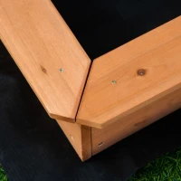 Outsunny Kids Wooden Sandbox, Children Play Sand Station Outdoor with Adjustable Height Cover Lid, Bottom Liner, Seat, Plastic Basins, for 3-7 Years Old Boys and Girls(m-10)